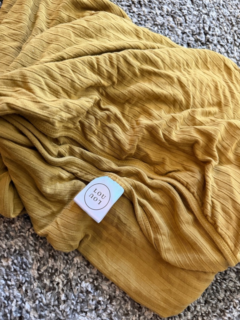 Lou Lou Mustard Ribbed swaddle blanket